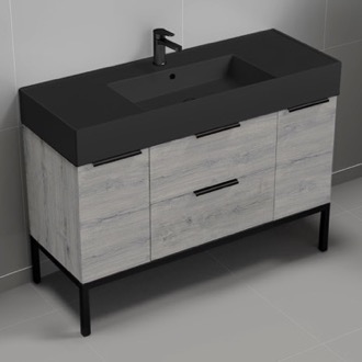 Bathroom Vanity Modern Bathroom Vanity With Black Sink, Floor Standing, 48